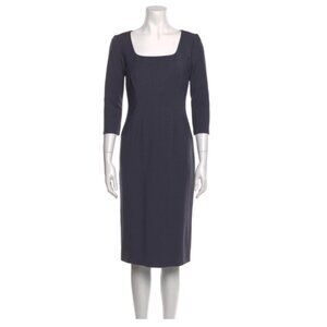 Jason Wu Vintage Square Neck Black Wool Midi Dress